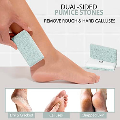 Glass Pumice Stone Callus Remover for Feet, Elbows, Hands, and Knees, Spain Made - 2 in 1 Pedicure Exfoliator and Scrubber for Rough, Hard Skin (Teal Color) - style: Teal - 2 Count ( Pack of 1)