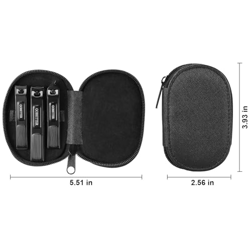 GOBETTER Nail Clippers Set, 3PCS Manicure Kit with Zippered Leather Pouch, Sharp Curved & Slant Cutting Blades, Perfect for Toenail, Fingernail & Ingrown Nail