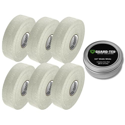 Guard-Tex® White Athletic Finger Tape - Self-Adhesive Natural Cotton Air-Mesh™ No Residue - 3/4 Inch - 6 Pack x 90ft (540ft) USA Made - color: Arctic White, size: 6 rolls, 3/4"