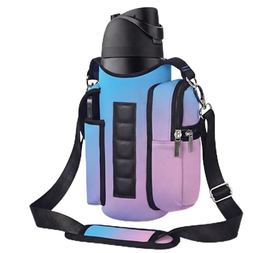 AUPET Magnetic Gym Bag for Men & Women, Small Gym Bag Organizer, Crossbody Magnets Gym Water Bottle Bag Holder Carrier Fits for 18-40oz Owala Yeti Hydro Flask, Workout Pouch for Phone, Keys & Wallet - color: gradient blue pink