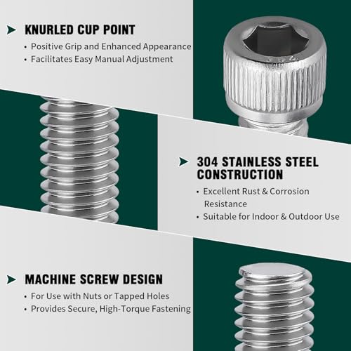 5/16-18 x 2" Socket Head Cap Screws, 304 Stainless Steel (18-8), Full Thread, Machine Screws for DIY, Machinery, Electronics, 10-Pack - size: 5/16-18 x 2"