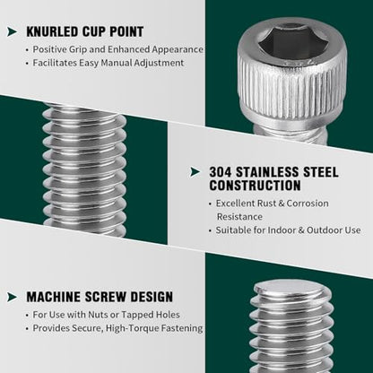 3/8-16 x 1-3/4" Socket Head Cap Screws, 304 Stainless Steel (18-8), Full Thread, Machine Screws for DIY, Machinery, Electronics, 10-Pack - size: 3/8-16 x 1-3/4" FT