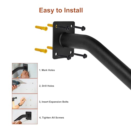 2PCS Hand Rails for Outdoor Steps, Outdoor Handrail Safety Grab Bar for Stairs Wall Mounted U Shaped Handrail 1.25" Tube Hand Railing for Garage Entry