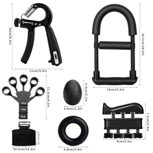 Hand Grip Strength Trainer Kit Wrist and Forearm Developer Strengthener - color: Carbon Black