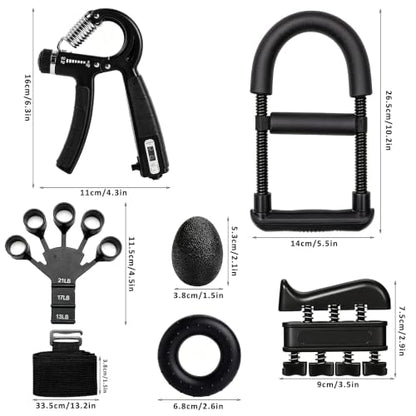 Hand Grip Strength Trainer Kit Wrist and Forearm Developer Strengthener - color: Pure Black