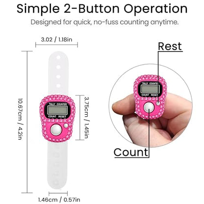 Amble Clicker Counter with Rhinestone, 5-Digit Tally Counter Clicker, Clickers for Lap, Pitch, Golf, Knitting, People Counting, Tasbih, Ideal Gift - style: 12 Pack-Clicker Counter with Rhinestone