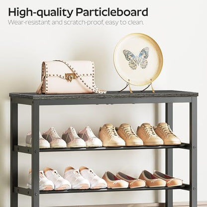 8 Tier Tall Shoe Rack, Large-Capacity Shoe Storage Organizer, Free Standing Shoe Shelf for Closet, Adjustable Metal Shoe Racks Organizer for 32 Pairs of Shoes, Charcoal and Black SS78BC