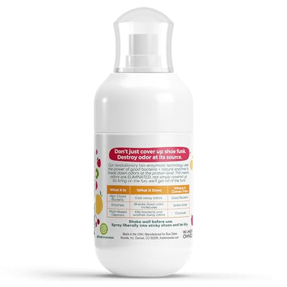 Fresh Monster Kids Deodorizing Shoe Spray, Fruity Fresh, 4 oz | Natural Shoe Deodorizer Spray with All-Day Odor Protection, Bio-Enzyme Technology, Eliminates Odors, Toxin-Free, Made in USA