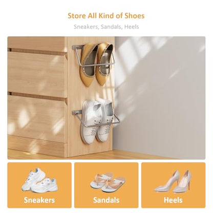i frmmy Foldable Wall-Mounted Shoe Rack- Aluminum Hanging Shoe Organizer, Efficient Holder and Storage Rack for Various Shoes, Door Shoe Hangers- 4 Packs - style: 4 pack