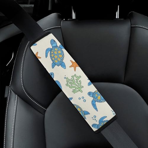 Breathable Seat Belt Shoulder Pad for Adults and Children, Stroller Pushchair High Chair, 2 Pack Ocean Turtle Sea Turtles Neck Strap Covers Easy Install (No Tool) - color: Pattern 1093