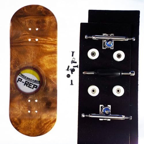 P-REP V2 Pro Performance Complete Wooden Fingerboard kit with Urethane Wheels and Bushings 34mm - Burl - color: Burl