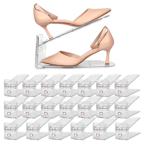 Yes!Fresh Shoe Slots Organizer, Adjustable Shoe Rack Stacker Storage Space Saver, Three Deck Shoe Rack Holder for Closet Organization (Clear, 20 Pack) - size: 20 Pack