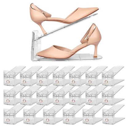 Yes!Fresh Shoe Slots Organizer, Adjustable Shoe Rack Stacker Storage Space Saver, Three Deck Shoe Rack Holder for Closet Organization (Clear, 20 Pack) - size: 20 Pack