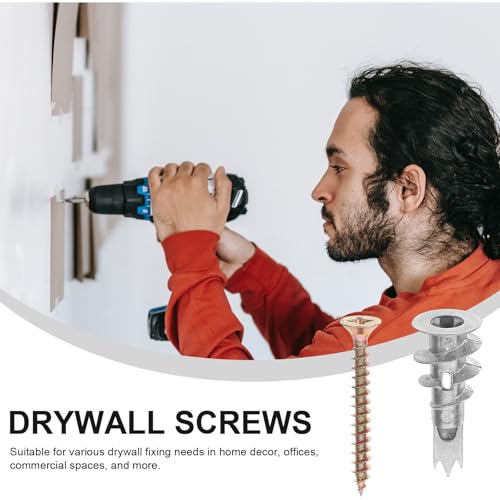 20 Sets Hollow Wall Anchors and Screw Kit with Spiral Design for Secure Fixing, Zinc Alloy and Iron Material, for Hanging Bathroom and Kitchen Accessories