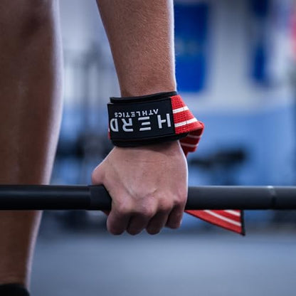 Lifting Wrist Straps – 23" Length x 1.5" Width – Padded Neoprene Cotton Straps for Weightlifting, Powerlifting, Functional Training, Strength Training & Deadlifts – Heavy Duty Grip Support - color: Americana