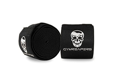 Gymreapers Knee Wraps for Squats and Powerlifting 72 Inch Compression Wraps with Strap for Men & Women Weightlifting Support - color: Black