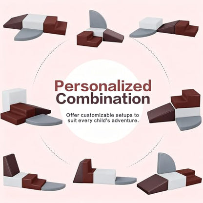 Sumbababy Toddler Climbing Foam Blocks: 4 PCS Waterproof PU Leather Playset - Soft Climber for Kids - Fun Indoor Playground for Girls - Great Preschool & Daycare Gift - style: Coffee/Brown