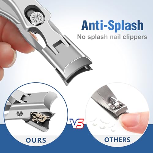 Toenail Clippers for Thick Toenails, Slanted Nail Clippers for Men | Stainless Steel Edgy Nail Clipper for Thick Nails, Portable Ultra Sharp Nail Clippers Set with Nail File