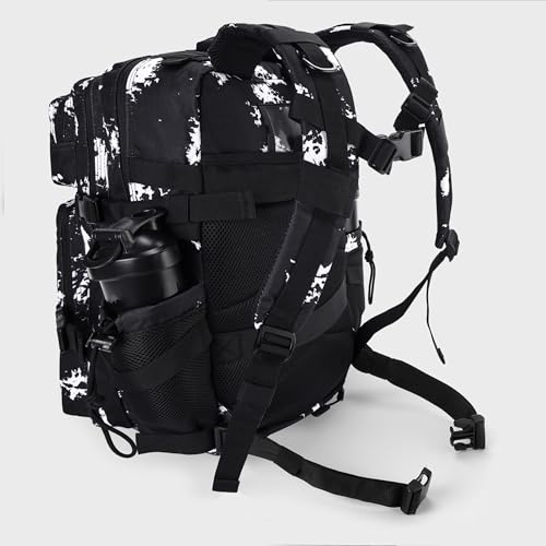 LHI Military Tactical Backpack for Men and Women 45L Army 3 Days Assault Pack Bag Large Rucksack with Shoe Compartment - color: 1.5 Black Lightning