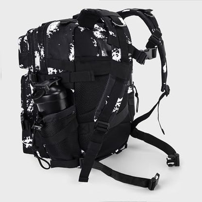 LHI Military Tactical Backpack for Men and Women 45L Army 3 Days Assault Pack Bag Large Rucksack with Shoe Compartment - color: 1.5 Black Lightning