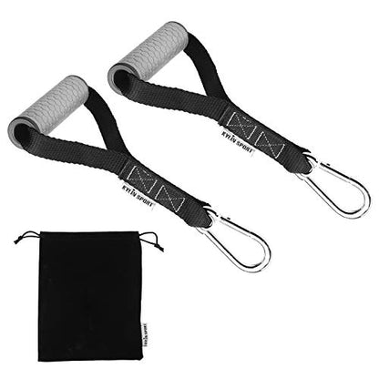 Upgraded Cable Machine Attachments Resistance Bands Handles Grips Fitness Strap Stirrup Handle Cable Attachment Silicon Grip with Metal Carabiner Colorful Version - color: Grey