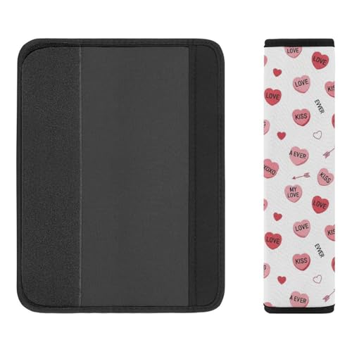 2PCS Valentines Day Pink Candy Heart Car Seat Straps Shoulder Pads Soft Padded Seat Belt Cushion for Adult Use, Car Seats Pushchair Strollers High Chair Pushchair, Anti-Slip Pad - color: Pattern 656