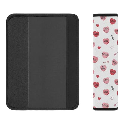 2PCS Valentines Day Pink Candy Heart Car Seat Straps Shoulder Pads Soft Padded Seat Belt Cushion for Adult Use, Car Seats Pushchair Strollers High Chair Pushchair, Anti-Slip Pad - color: Pattern 656