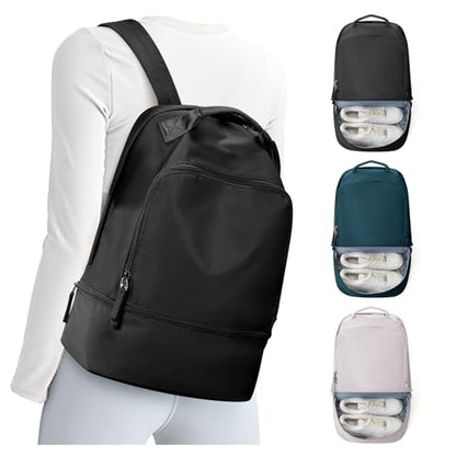 Gym Backpack for Women, Gym Bag with Shoe Compartment, Water Resistant Lightweight Sports Yoga Travel Backpack with Wet Pocket,Cheer Backpack,Black | Sports Backpack with Wet Pocket Lightweight Cheer Bag Yoga Travel Casual Daypack & Luggage Strap & Water