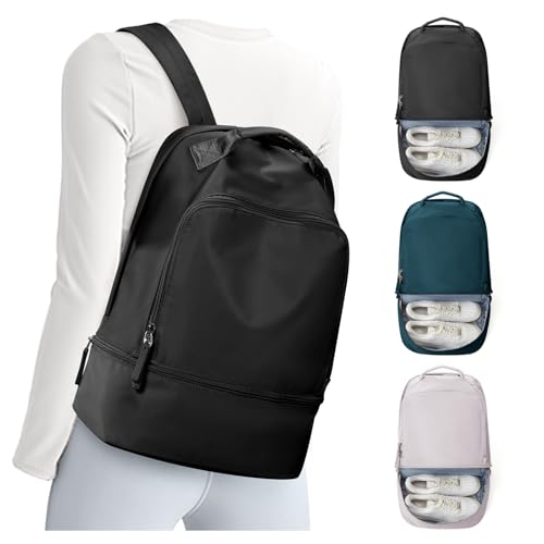Gym Backpack for Women, Gym Bag with Shoe Compartment, Water Resistant Lightweight Sports Yoga Travel Backpack with Wet Pocket,Cheer Backpack,Black | Sports Backpack with Wet Pocket Lightweight Cheer Bag Yoga Travel Casual Daypack & Luggage Strap & Water