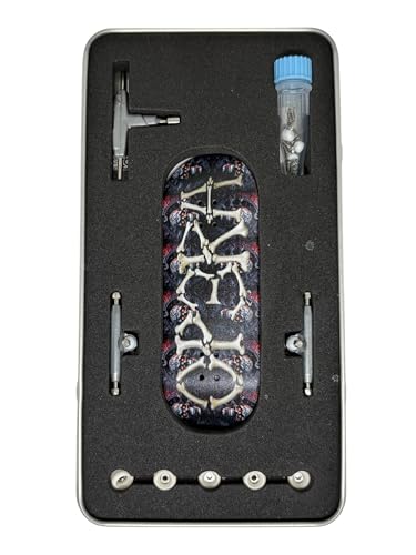 LEEFAI Pro Fingerboard Complete 34 * 96mm Maples Wood Deck,UV Printing Graphic 4.0 Trucks Regular kingpins & 5 Urethane Bearing Wheels-Op3ra V3-Bones Design