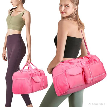 MAXTOP Gym Bag for Women Men Travel Duffle Bag Large Capacity Carry On Weekender Overnight Bag With Shoe Compartment Gym Tote Dry Wet Separation Duffel Bag for Travel - color: Rose, style: Gym Bag