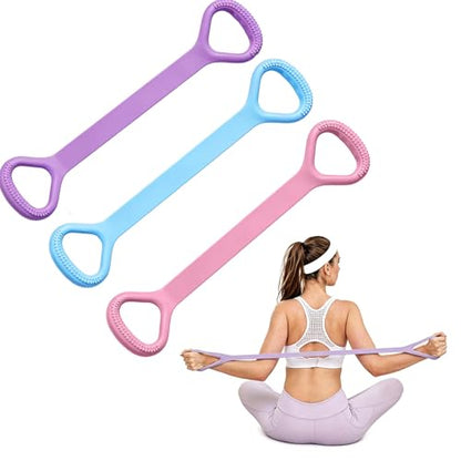 Figure 8 Resistance Band Elastic Bands with Handles for Stretching Working Out Arm Back Shoulder Chest Exercise Rope Bands Fitness Equipment for Yoga, Pilates, Physical Therapy - color: Pink 20LB+Purpe 30LB+Blue 35LB