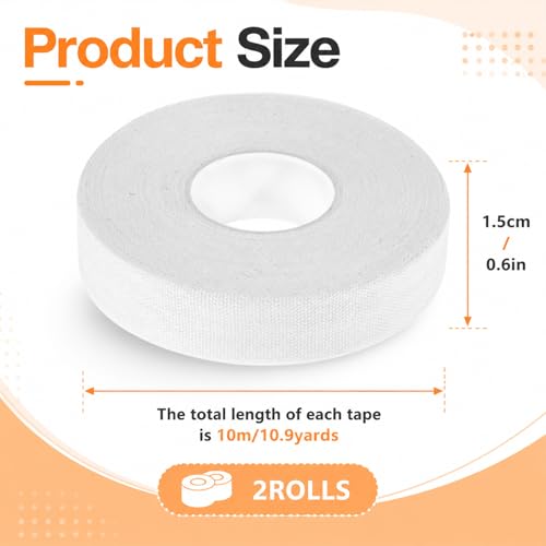 2 Rolls Extra Strong Athletic Finger Tape, White Protective Tape for Sports | 0.6-Inch x 32-Feet Reathable and Sweat-Wicking Sports Tape for Rock Climbing, Football, Volleyball, and Outdoor