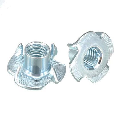 uxcell M8 4 Pronged Tee Nut T-Nut for Table Legs Rock Climbing Wall Woodwork Holds Wood Cabinetry 50Pcs - size: M8