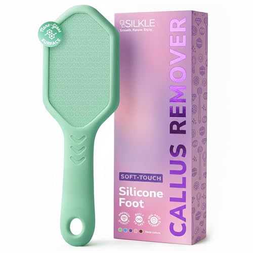 SILKLE Nano Glass Foot File - Foot Callus Remover for Feet & Foot Scrubber | Silicone Grip for Non-Slip Control - Foot Scrubber for Dead Skin, Heel Scraper for Cracked Heels & Foot Exfoliator - Green - style: Green