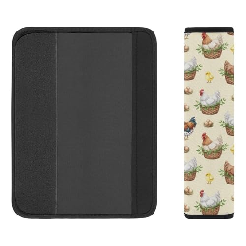 1 Pair Soft Padded Seat Belt Cover for Child, Most Cars, Cute Chicken Farmhouse Shoulder Harness Cover, Neck and Shoulder Support - color: Pattern 1046