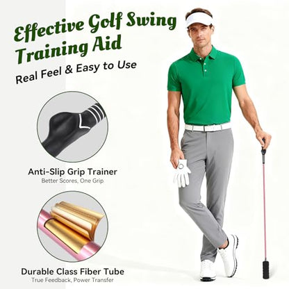 Golf Swing Trainer - Grip & Tempo Trainer with Click Stick | Click Feedback, Warm Up Training Aid, Speed Trainer, Rhythm & Wrist Angle Correction, Portable, For Beginners to Pros