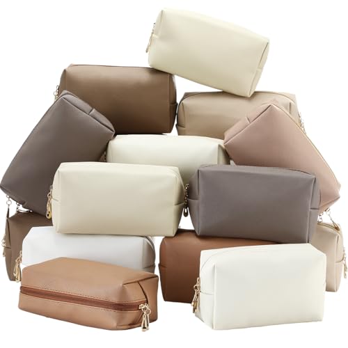 Kigeli Aesthetic Makeup Bags PU Leather Cosmetic Pouches Waterproof Plain Toiletry Bags Makeup Pouches Bulk for Women Party Gift Travel Storage Organizer(Retro Color,7.1 x 2.8 x 4.3 in) - color: Retro Color, size: 7.1 x 2.8 x 4.3 in
