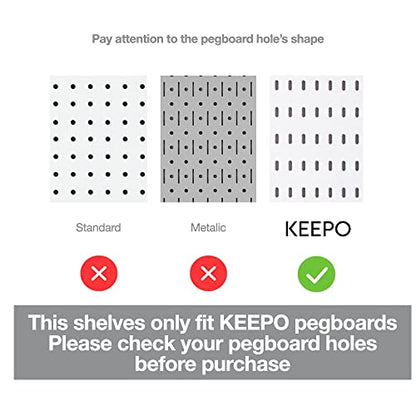 Keepo Peg Board Organizer Accessories, Peg Board With Accessories, Pegboard Hooks, Pegboard Bins (Shelves) - style: Shelves