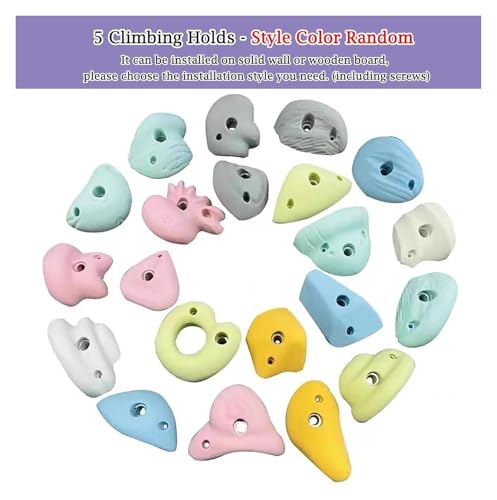 Climbing Kit,Climbing Holds, Climbing Holds Hand Grip Points, Resin Climbing Stones for Adult Indoor Outdoor, Premium Macaron Climbing(Solid Wall Installation) - size: Solid wall installation