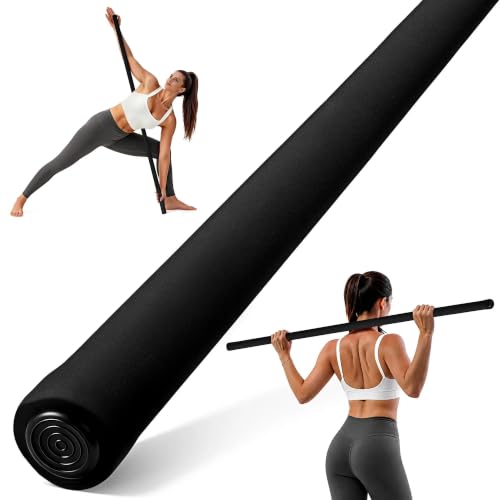 Adjustable Yoga Stick for Stretching & Balance, Upgraded Workout Pilates Equipment for Back Posture Corrector, 4-Section Steel Mobility Bar for Flexibility, Physical Therapy, Exercise Training - color: 1-Black