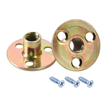 uxcell M10 Brad Hole Tee Nut Carbon Steel T-Nuts Furniture Hardware Flange Insert Female Thread with Screws 10pcs - size: M10