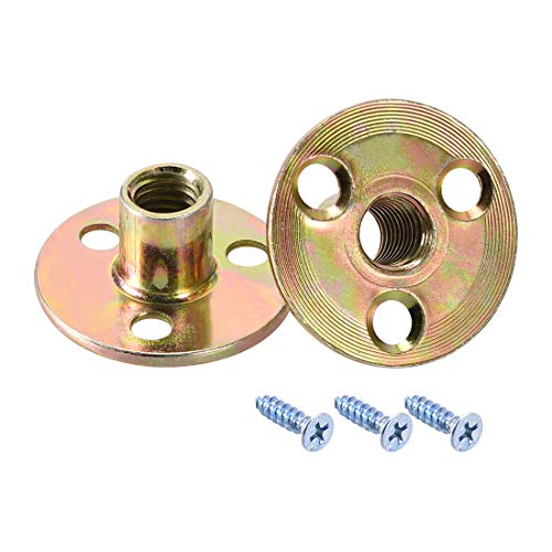uxcell M10 Brad Hole Tee Nut Carbon Steel T-Nuts Furniture Hardware Flange Insert Female Thread with Screws 10pcs - size: M10