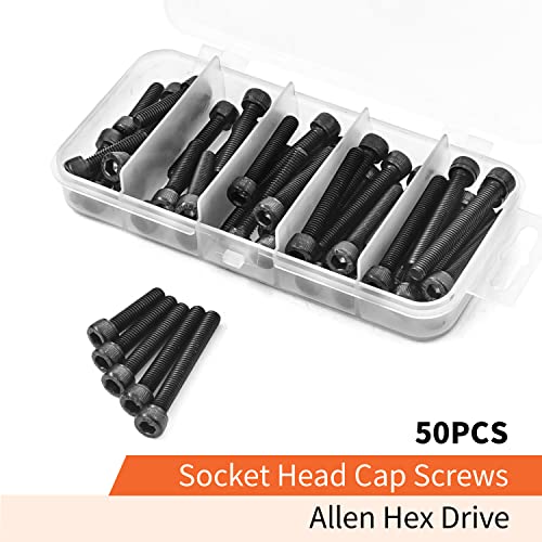 M5 x 20mm 25mm 30mm 35mm 40mm Hex Socket Head Cap Screws Bolts, 12.9 Grade Alloy Steel, Black Oxide Finish, Allen Hex Drive, Metric Machine Fully Threaded, Assortment Kit 50PCS - size: M5 x 20/25/30/35/40mm (50PCS)