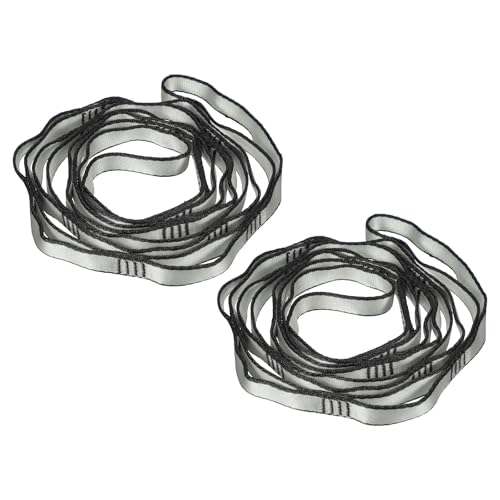 PATIKIL 22KN Adjustable Daisy Chain Yoga Extend Belt, 2 Pcs Nylon Climbing Sling Straps for Home Workout Exercise Pilates Gymnastics - color: Grey, size: 1.8M