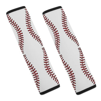 Soft Padded Car Seat Belt Pad for Child, Most Cars, 2 Piece Red Stitched Baseball White Seat Belt Cushion Comfortable Driving - color: Pattern 615