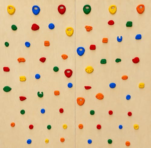 Atomik Climbing Holds 65 Pack Screw-on Rock Climbing Holds Set #1 (Equips an 8' x 8' wall) - color: Bright 1: Blue, Green, Red, Yellow, Orange