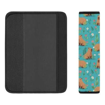 Breathable Seat Belt Shoulder Pad for Adults and Children, Stroller Pushchair High Chair, 2 Pack Capybara Floral Green Neck Strap Covers Easy Install (No Tool) - color: Pattern 283