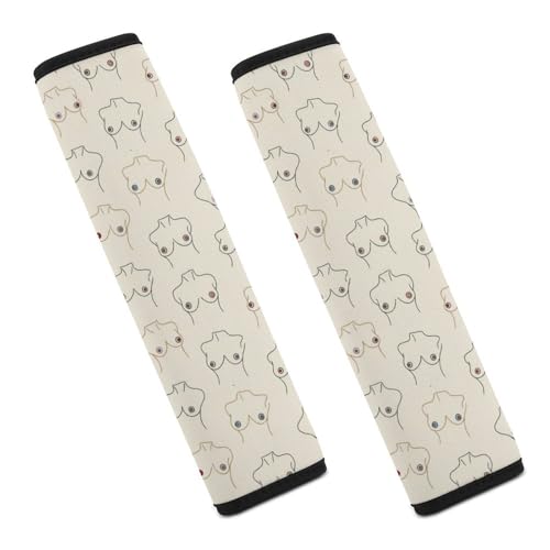Soft Padded Car Seat Straps Shoulder Pads for Elderly Support, All Vehicles, 1 Pair Funny Boobs Breast Shoulder Protector Anti-Slip Pad - color: Pattern 528