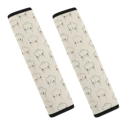 Soft Padded Car Seat Straps Shoulder Pads for Elderly Support, All Vehicles, 1 Pair Funny Boobs Breast Shoulder Protector Anti-Slip Pad - color: Pattern 528